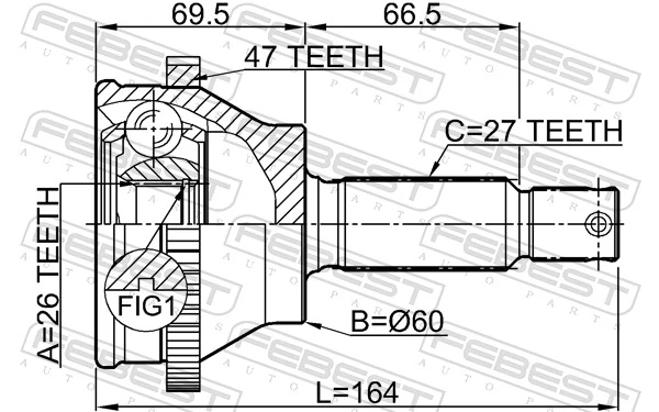 1210SON25A47 Febest Граната зовнішня