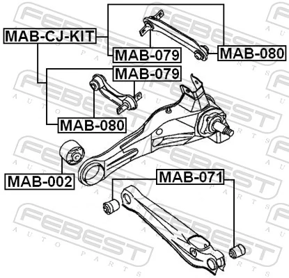MAB080 Febest Сайлентблок задньої підвіски