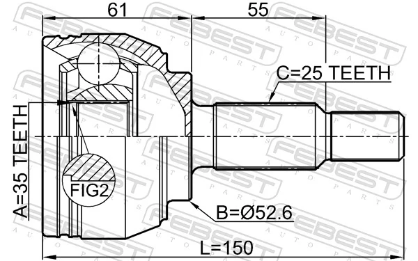 2410DUSTAWD Febest Граната зовнішня