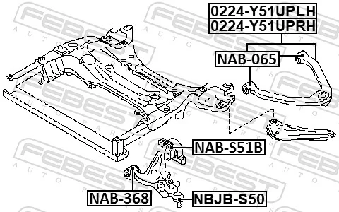 NAB368 Febest Сайлентблок переднього нижнього важеля