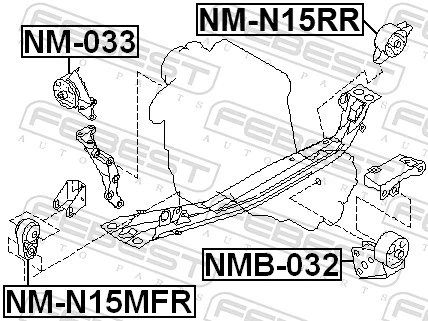 NMN15RR Febest Задня подушка двигуна