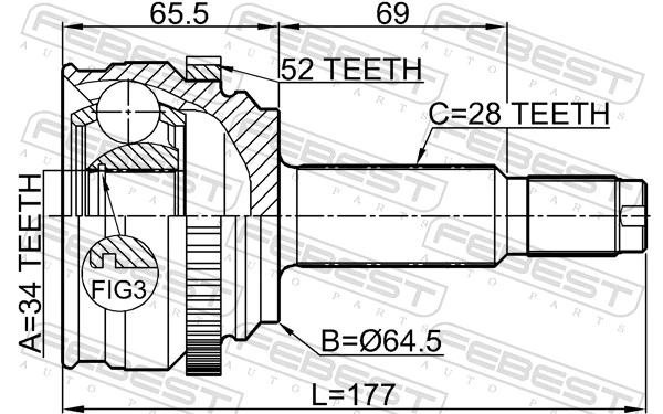 1410RODA52 Febest Граната зовнішня