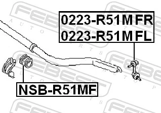 0223R51MFL Febest Стійка стабілізатора, переднього, ліва