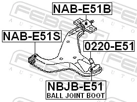 NABE51B Febest Сайлентблок переднього нижнього важеля
