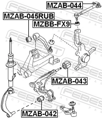 MZAB045RUB Febest Сайлентблок переднього верхнього важеля