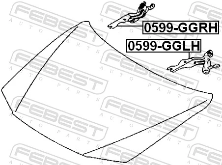 0599GGLH Febest Завіс капота, лівий
