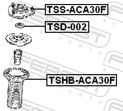 TSD002 Febest Сальник підшипника передньої опори амортизатора