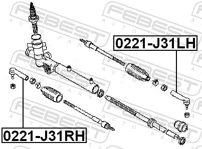 0221J31RH Febest Зовнішній наконечник рульової тяги