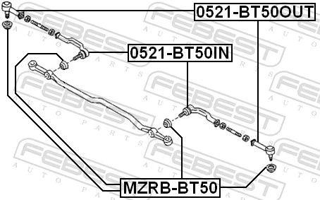 0521BT50OUT Febest Зовнішній наконечник рульової тяги