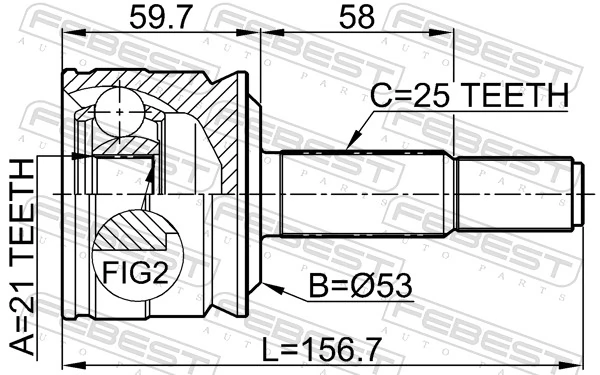 0410Z36 Febest Граната зовнішня
