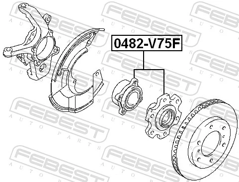 0482V75F Febest Маточина (передня)