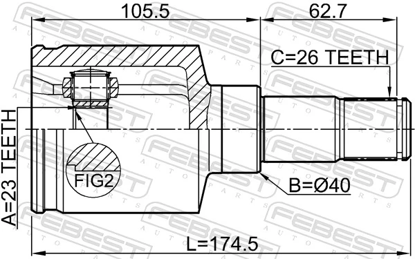 2111CB320ATLH Febest ШРКШ внутрішній, передній, лівий