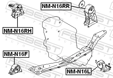NMN16F Febest Подушка передньої опори двигуна