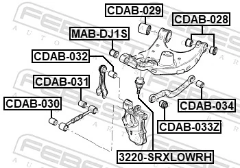 3220SRXLOWRH Febest Кульова опора задньої підвіски, нижня