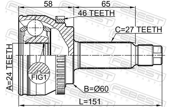 2210SOUA46 Febest Граната зовнішня
