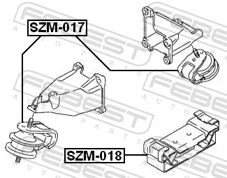 SZM017 Febest Подушка (опора) двигуна, ліва/права