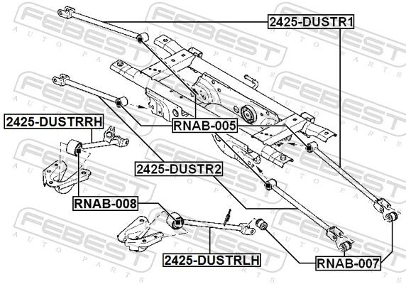 Важіль/тяга задньої підвіски подовжній нижній, лівий RL551305R Raiso