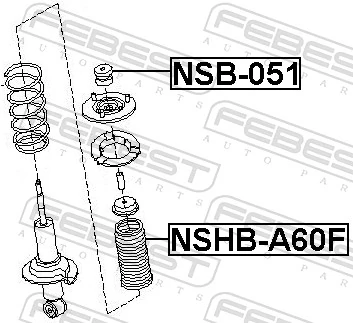NSB051 Febest Втулка штоку переднього амортизатора