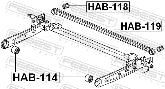 HAB114 Febest Сайлентблок балки моста