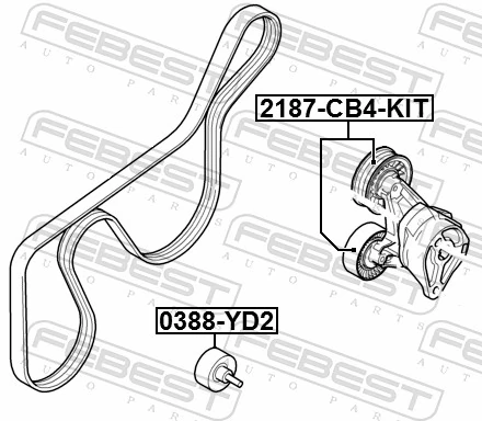 2187CB4KIT Febest Натяжна планка поліклинового ременя