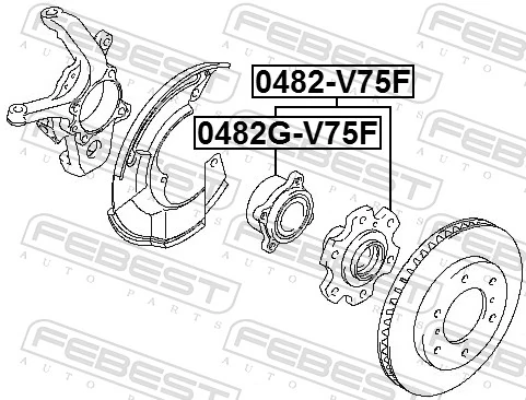 0482GV75F Febest Підшипник маточини передньої