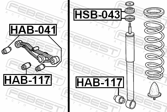 HAB117 Febest Сайлентблок амортизатора заднього