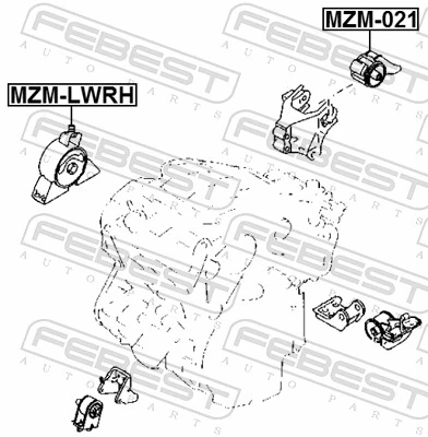 MZMLWRH Febest Подушка (опора) двигуна, права передня