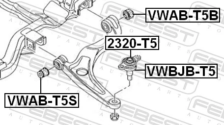 VWABT5S Febest Сайлентблок переднього нижнього важеля