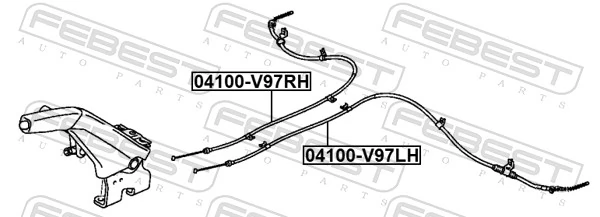 04100V97LH Febest Трос ручного гальма задній, лівий