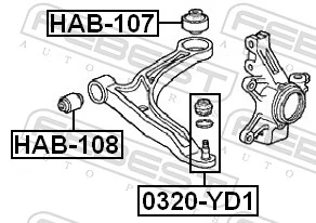 HAB107 Febest Сайлентблок переднього нижнього важеля