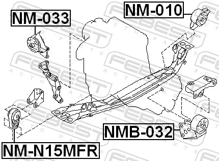 NM010 Febest Задня подушка двигуна
