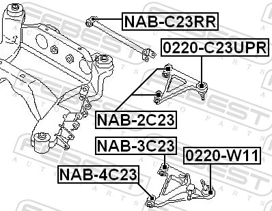NABC23RR Febest Сайлентблок тяги поперечної, задньої підвіски