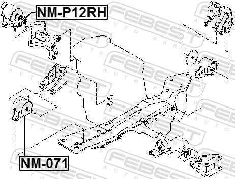 NMP12RH Febest Права подушка мотора