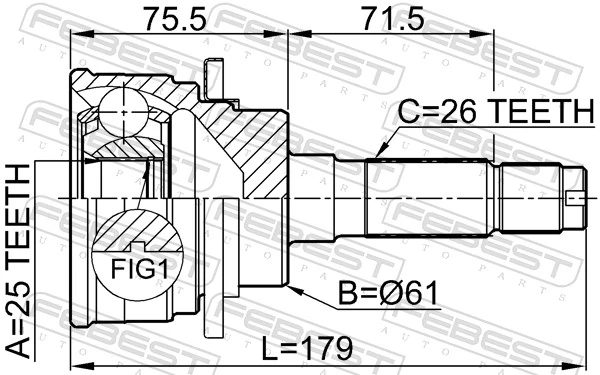 0510B25 Febest Граната зовнішня