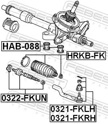 HAB088 Febest Сайлентблок кріплення рульової рейки