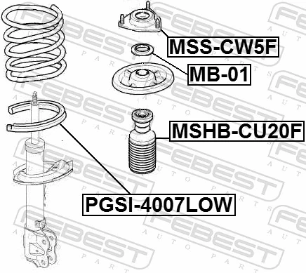 PGSI4007LOW Febest Проставка (гумове кільце) пружини передньої, нижня