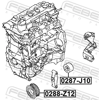 0288Z12 Febest Ролик натяжителя ременя агрегатів