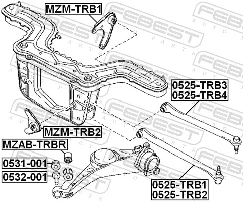 0525TRB2 Febest Балансир задній нижній, правий