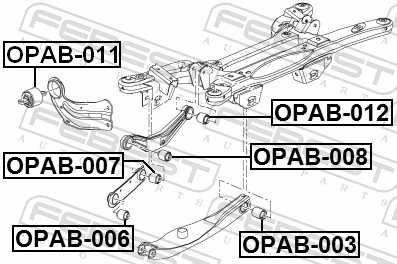 OPAB012 Febest Сайлентблок заднього поперечного важеля, внутрішній
