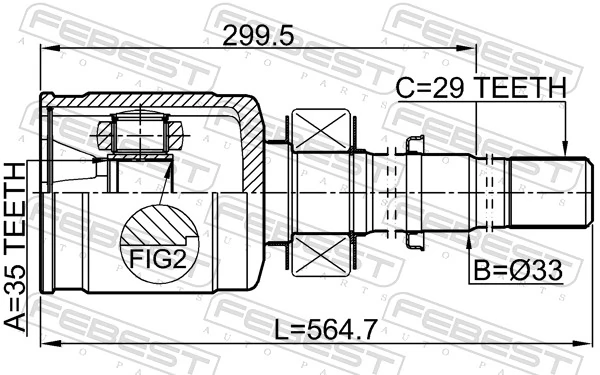 0211R52VQ35RH Febest ШРКШ внутрішній, передній, правий