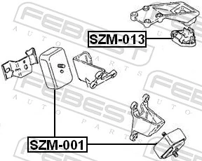 SZM013 Febest Задня подушка двигуна
