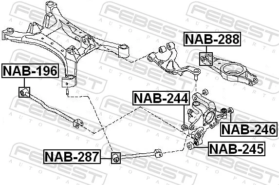 NAB288 Febest Сайлентблок задньої тяги