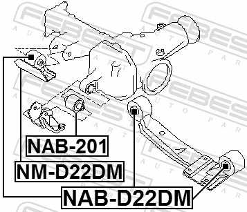 NMD22DM Febest Сайлентблок траверси кріплення заднього редуктора, передній верхній