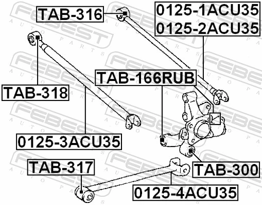 TAB166RUB Febest Сайлентблок задньої підвіски