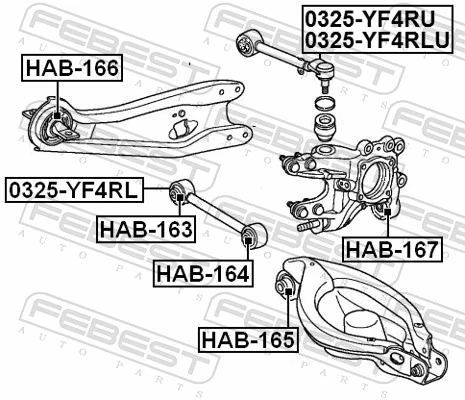 HAB165 Febest Сайлентблок задньої тяги