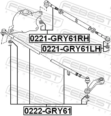 0222GRY61 Febest Тяга рульова центральна передня
