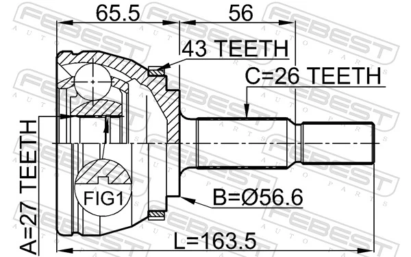 ШРУС зовнішній передній TOJ0320 Magneti Marelli