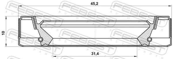 95GEY33451010X Febest Сальник роздавальної коробки, первинного вала