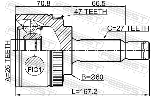 2210OPIA47 Febest Граната зовнішня