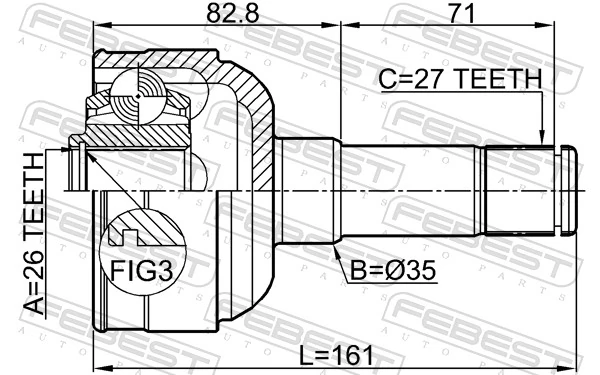Шарнір кутових швидкостей передній лівий GKN-Spidan 0036603 ціна, від 53.80 USD